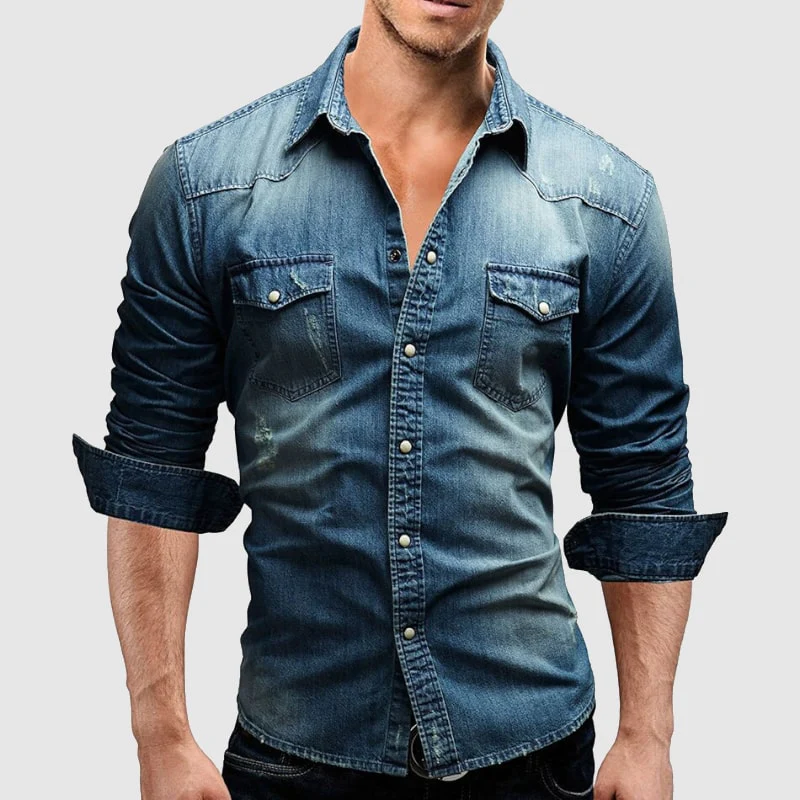 VALERIO - CHEMISE EN DENIM ÉLÉGANTE POUR HOMMES