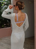 DIONE - ROBE LONGUE EN MAILLE BLANCHE POUR FEMME