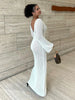 DIONE - ROBE LONGUE EN MAILLE BLANCHE POUR FEMME